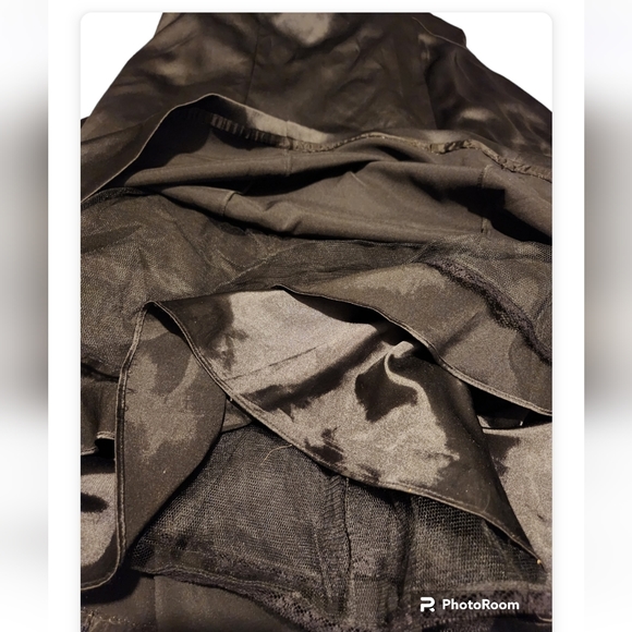 Black Satin Corset Strapless Formal Gown with Train - Picture 5 of 7